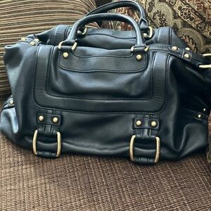 Banana Republic Black Leather Bag with Gold Details